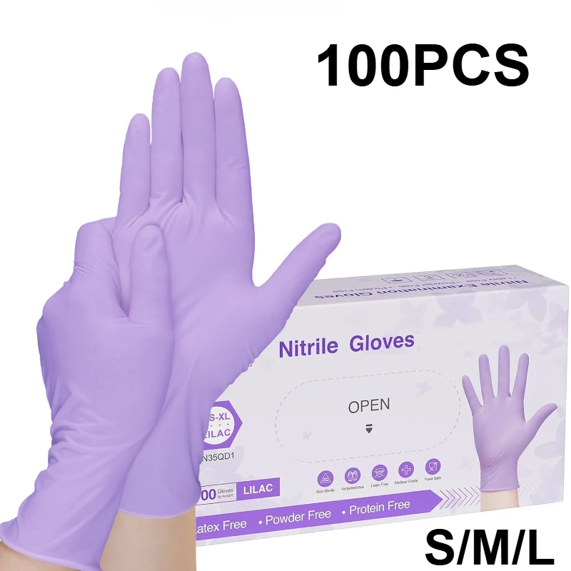Medical Gloves - Guantes desechables de nitrilo morado, sin
